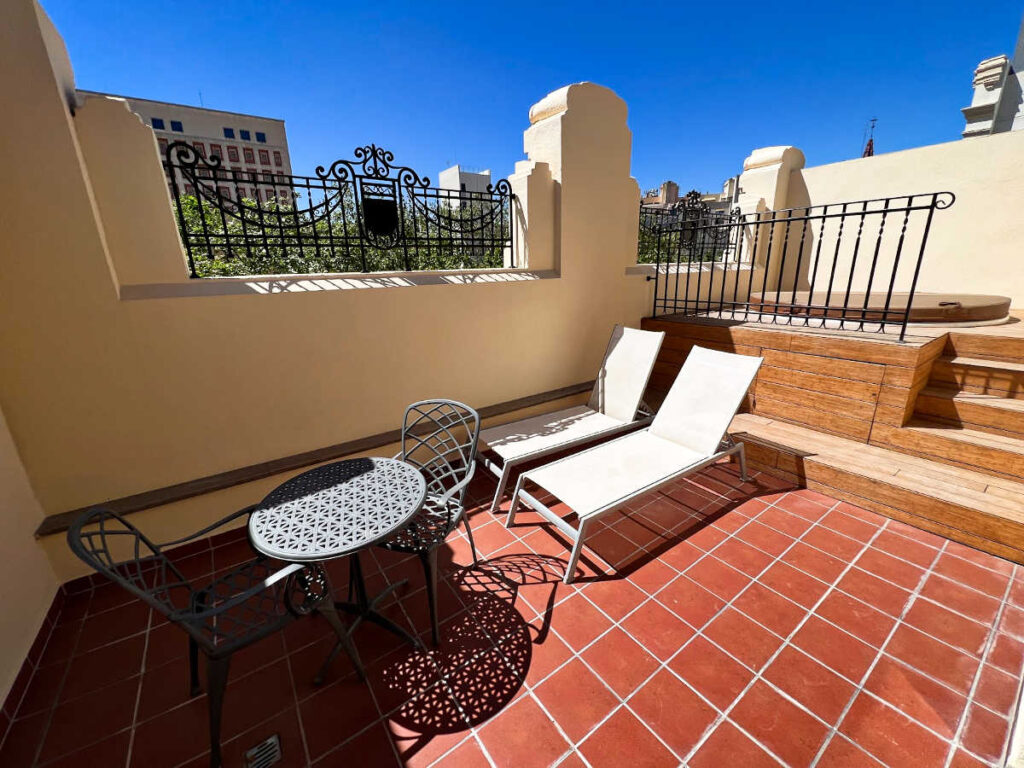 View of the private jacuzzi terrace in the suite of The Westin