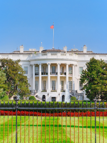 Clear blue sky over The White House in Washington DC