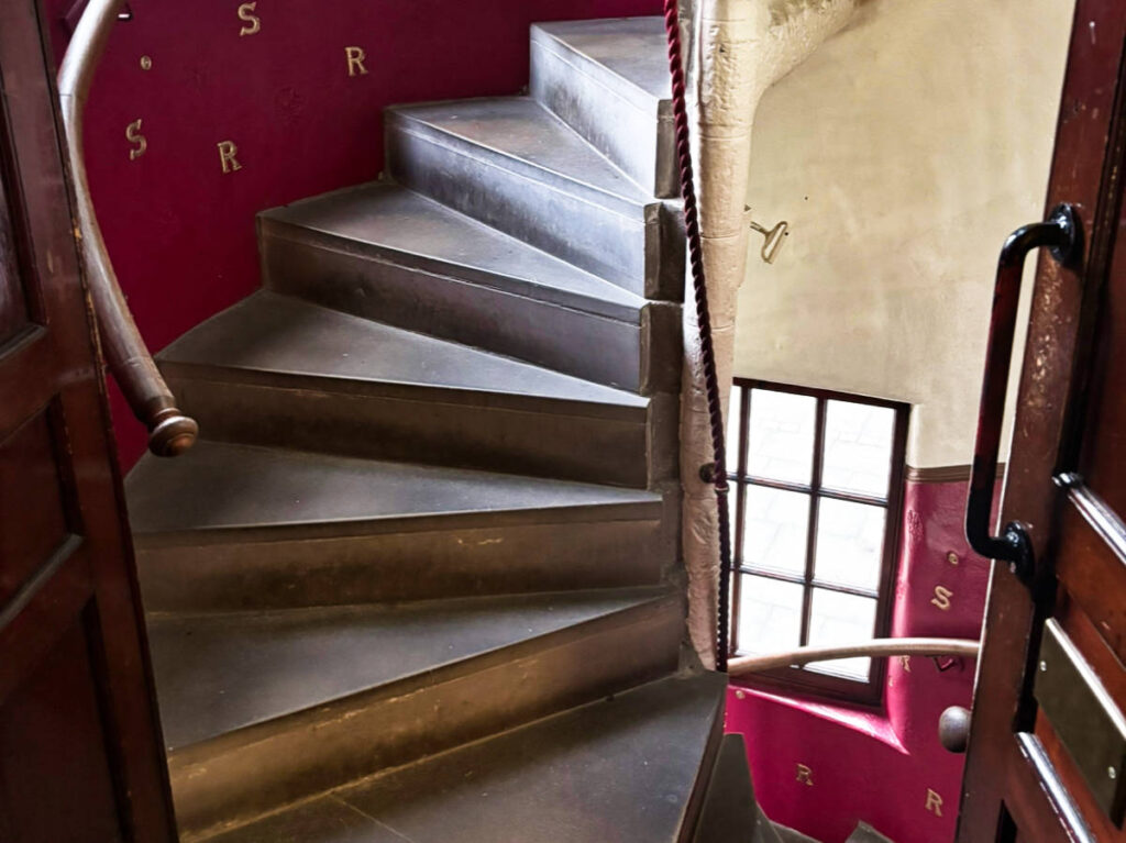 The spiral staircase inside The Writer’s Museum