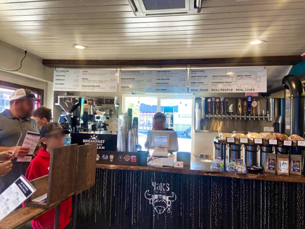 View of the customers inside The Yaks Shack in Mount Shasta City