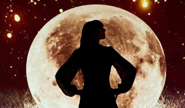 The author Jericha Griffin posing for a photo in front of a moon display inside the museum