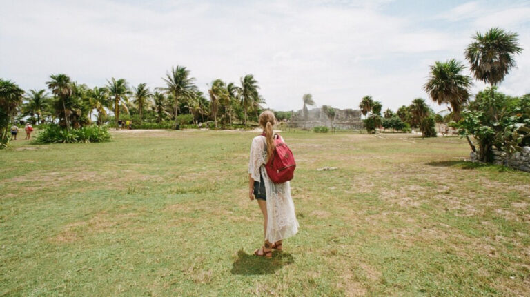 Travel Lemming author, Taylor Herperger at the Tulum Ruins