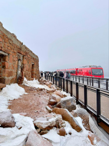 People going to the Pikes Peak Cog Railway