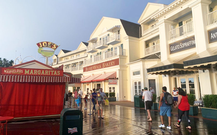 View of people roaming around in Disney's Boardwalk Inn