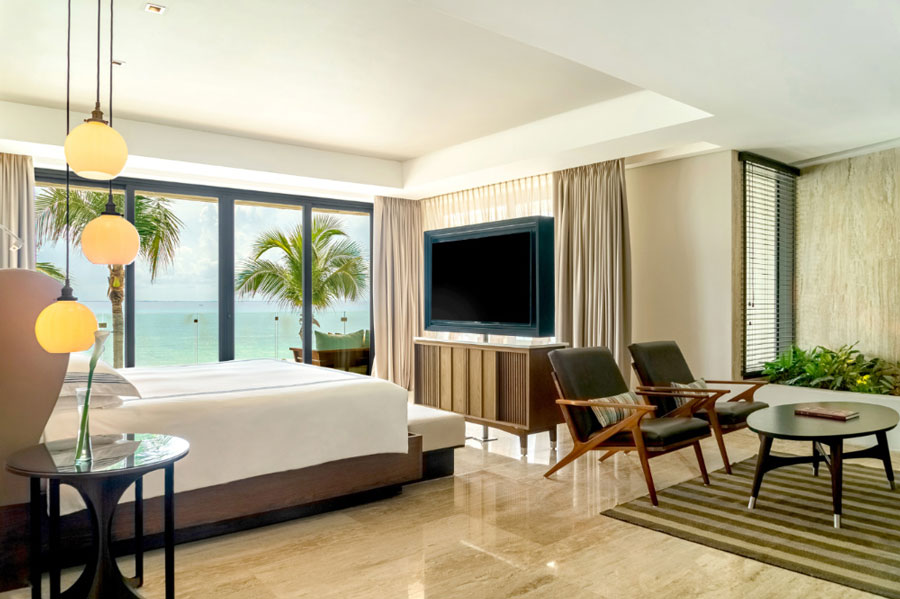 The interior of a room in Thompson Beach House