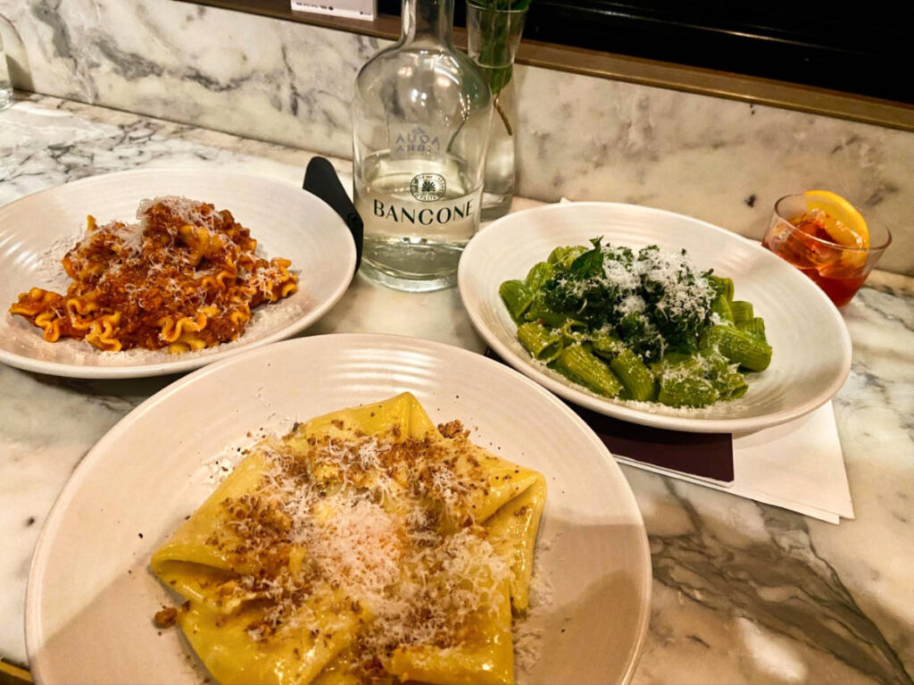 Variety of pasta served at Bancone