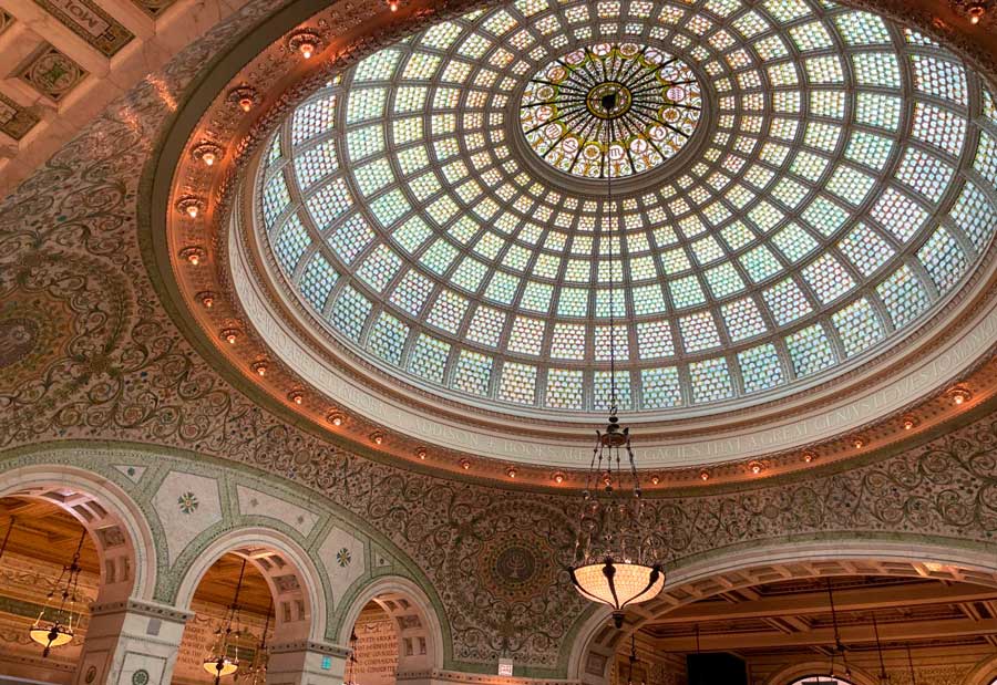 View of the Tiffany Dome in Chicago Cultural Center