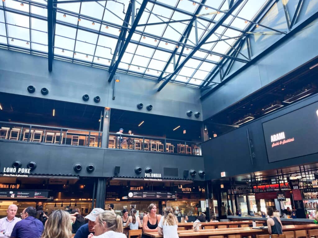 View of the people dining inside the Time Out Market