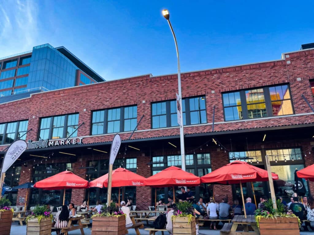 View of the outdoor seating are at the Time Out Market