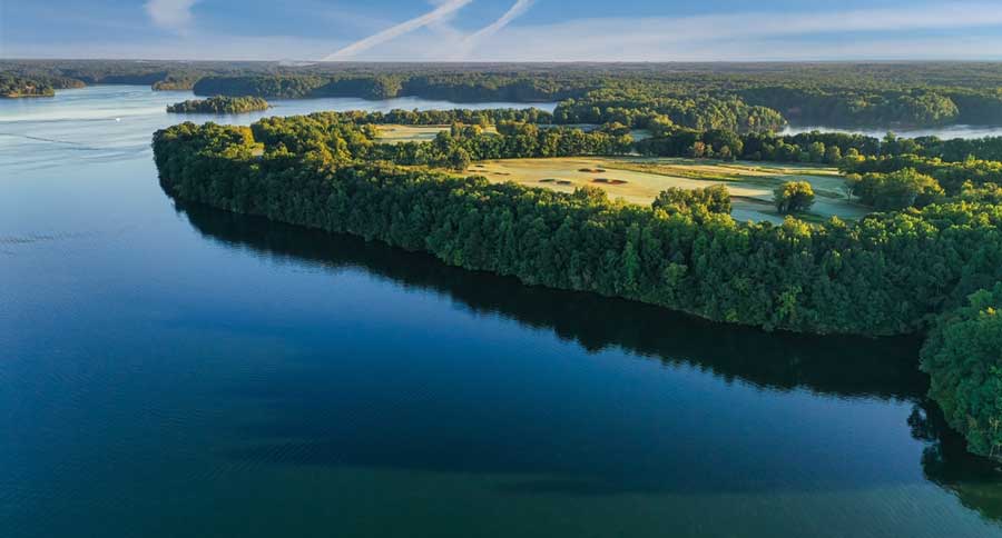 Aerial view of the Tims Ford Lake