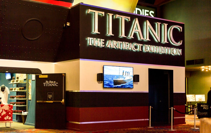 Exterior view at the entrance of the Titanic Artifact Exhibition in Las Vegas