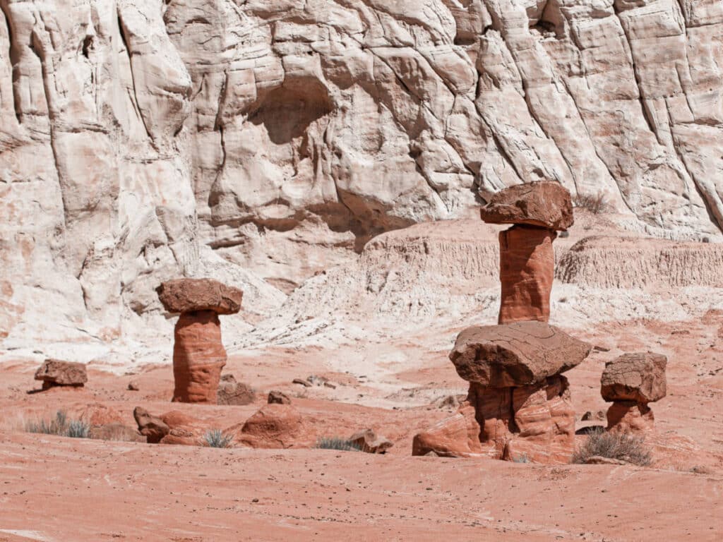 View of the unique and small hoodoo formations at Toadstools