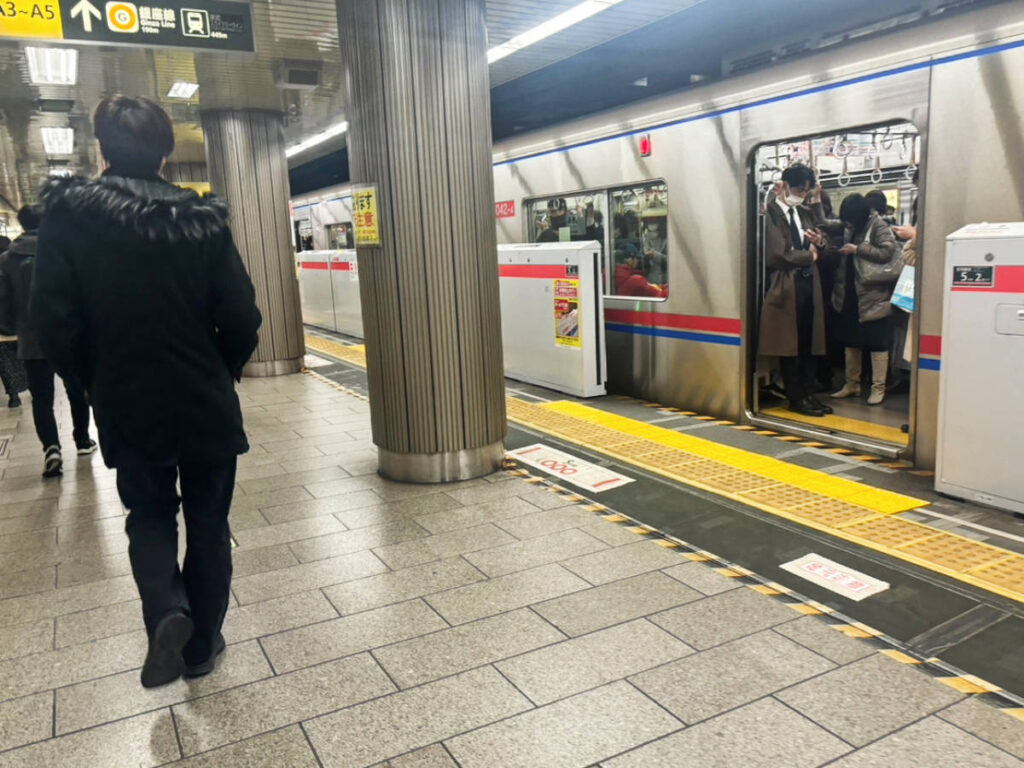 View of people at the Tokyo metro