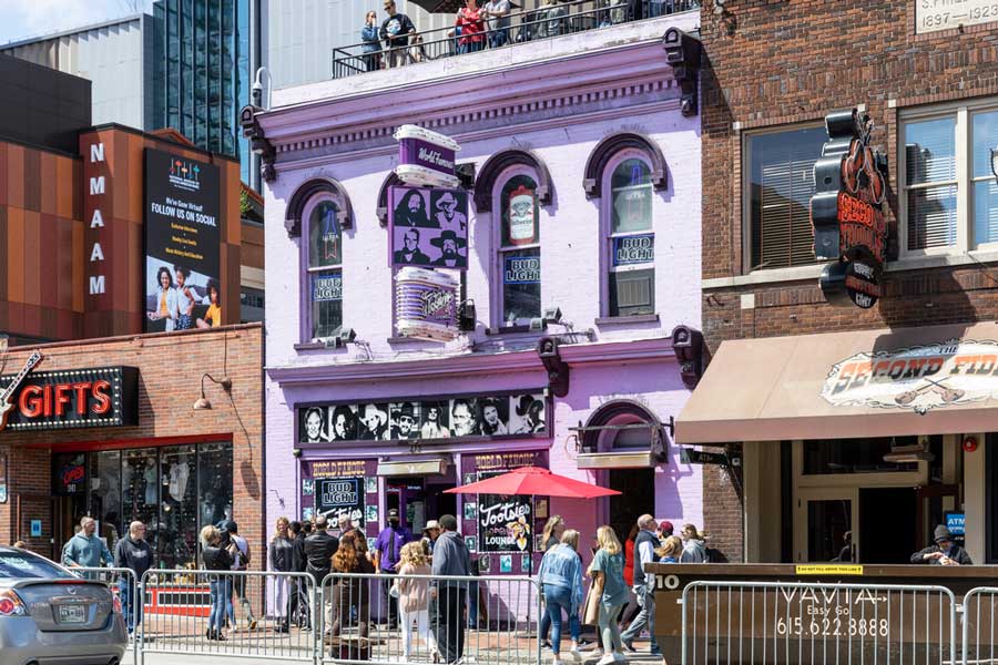View of people outside the Tootsie’s Orchid Lounge