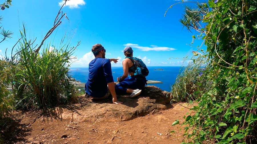 The author with his wife admiring the view from the top of John Brewers Rock 