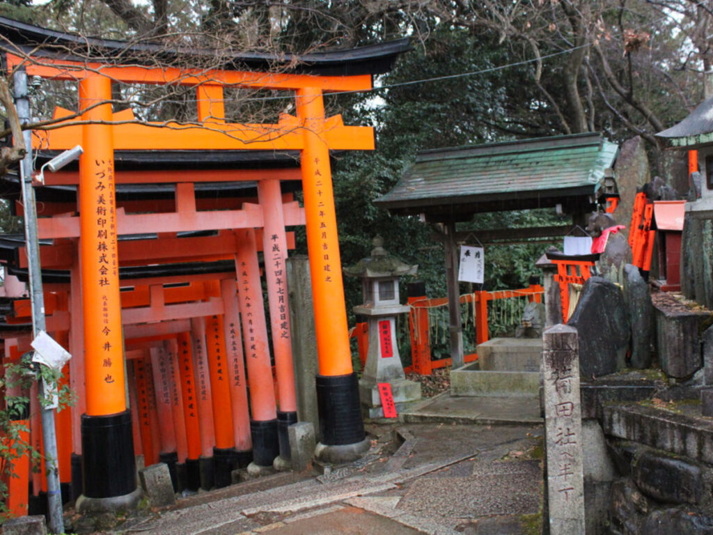 View of the red Torii Gates of Fushimi Inari Shrine