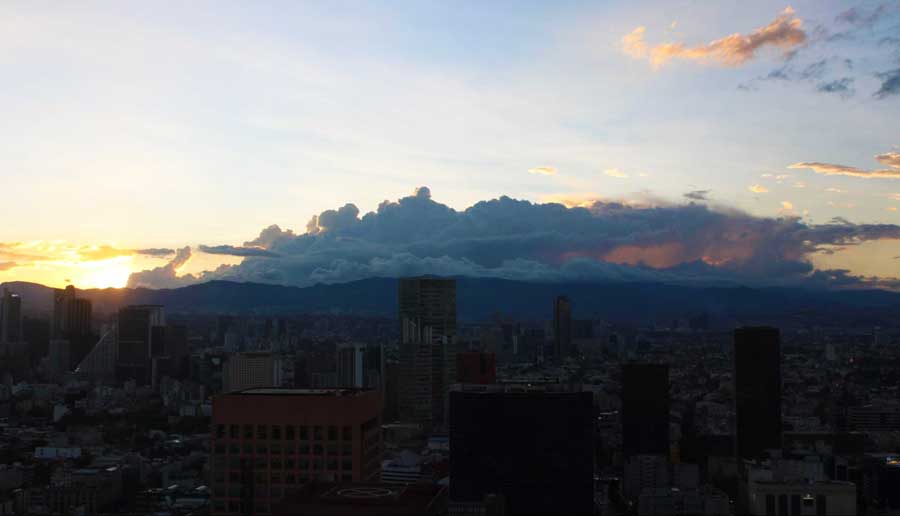 Aerial view of CDMX during sunset
