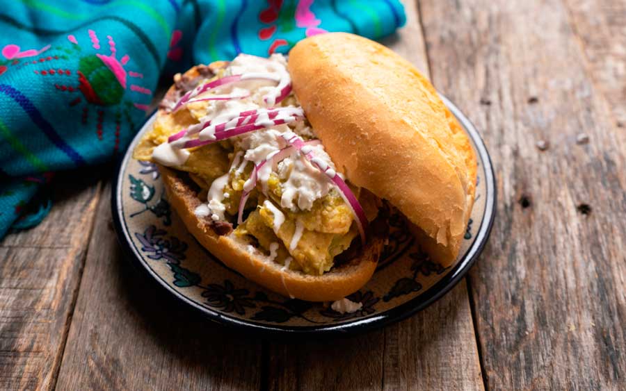 Torta de Chilaquil on a plate