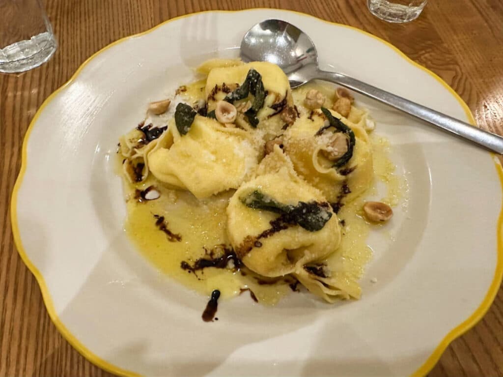 Tortelli di Burrata on a plate served in Tortello
