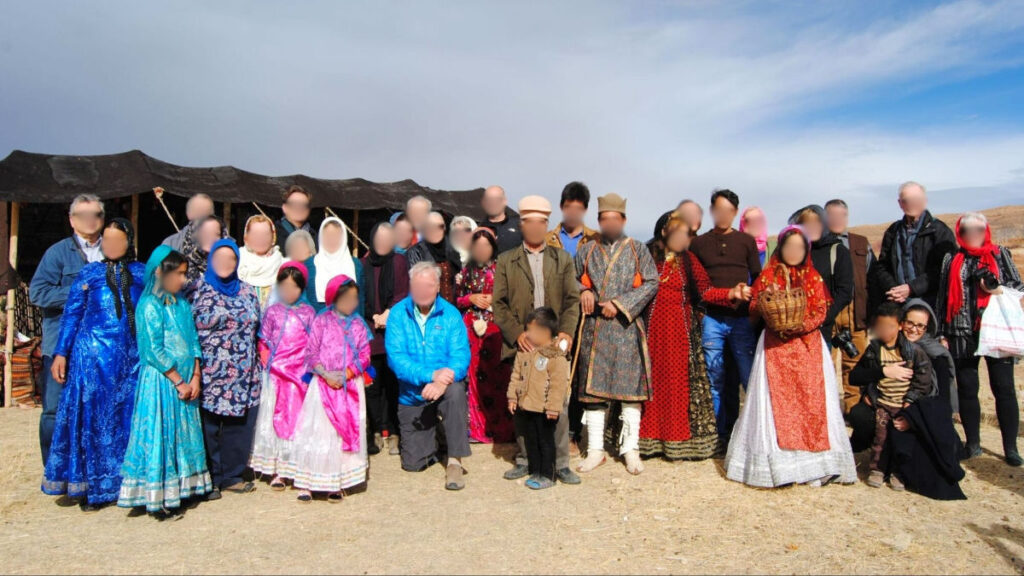 Author Catherine's tour group with the Qashqai nomads outside Shiraz