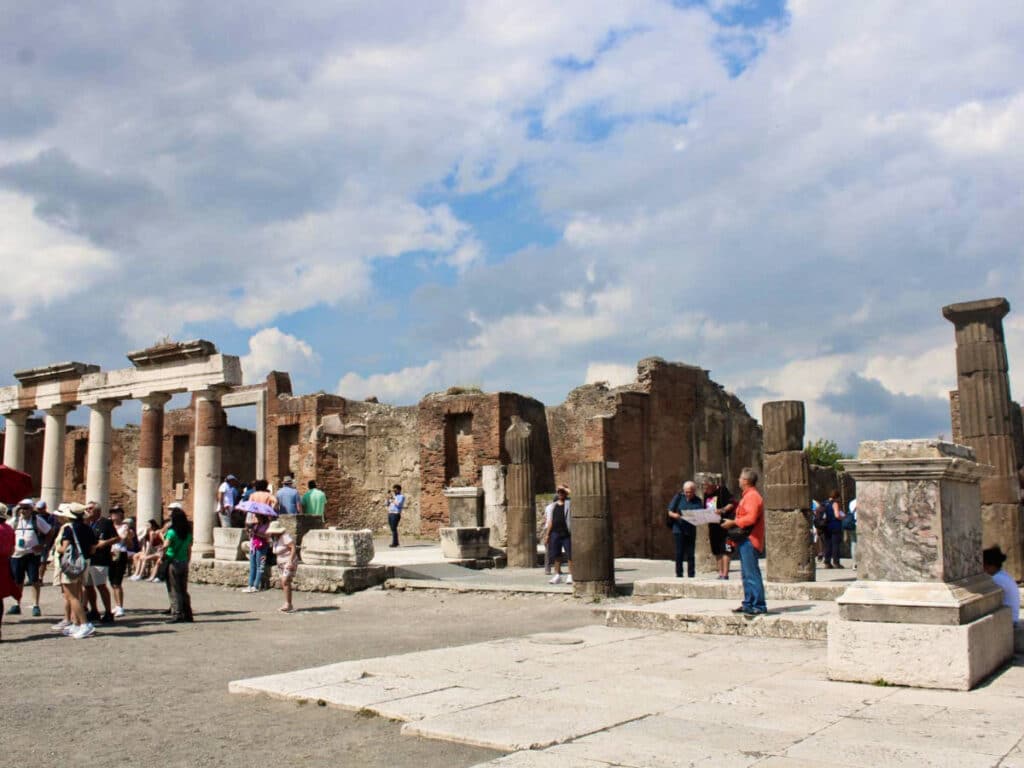 View of the tourists at the famous spot in Pompeii