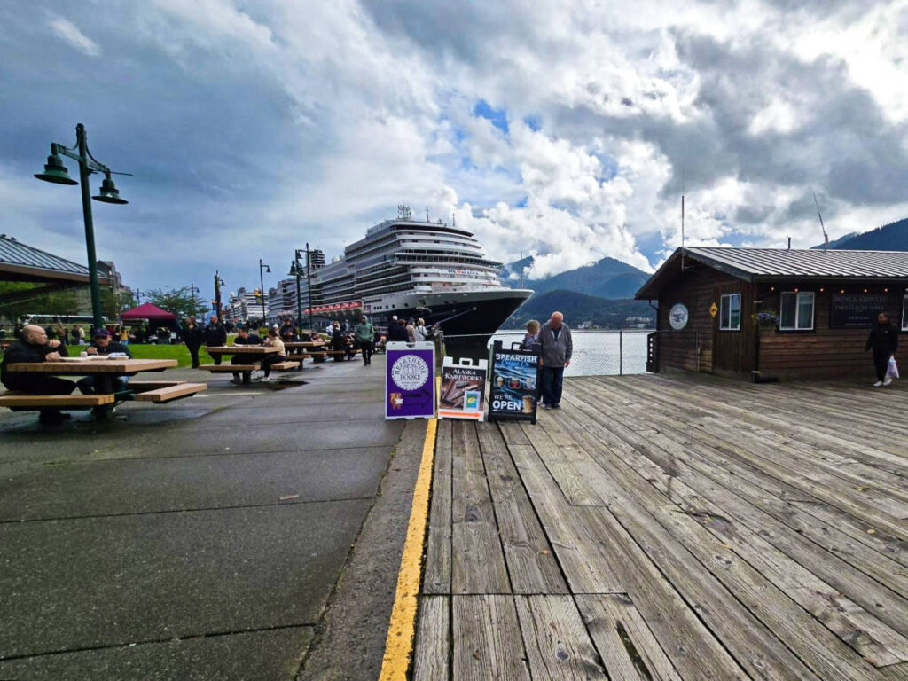 The tourists wandering around the Auke Bay