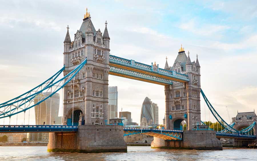 The Tower Bridge in London from afar