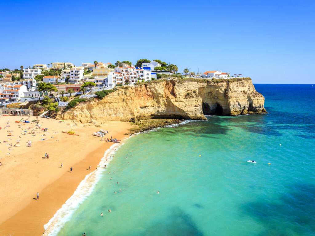 Clear blue sky over the Town of Carvoeiro