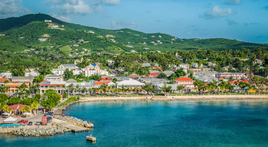 Overlooking view of the Frederiksted town