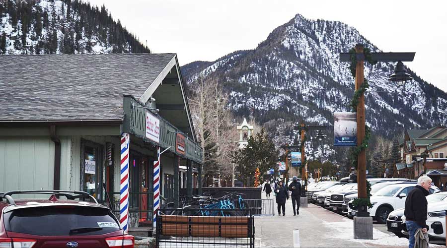 View of people in the Main street of Frisco, Colorado