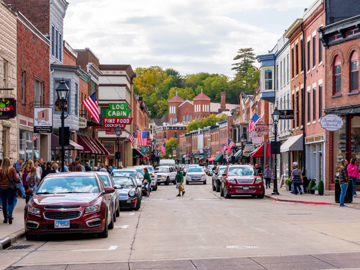 View of people at the town of Galena