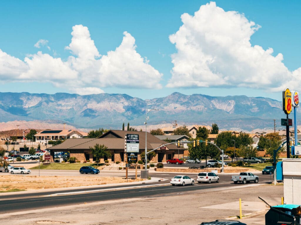 Panoramic view of the peaceful and beautiful town of Hurricane in Utah