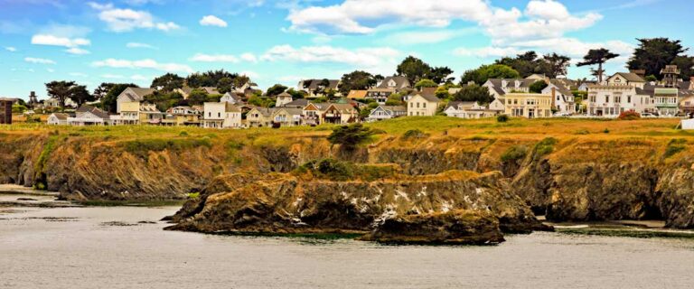 View of houses in the Town of Mendocino