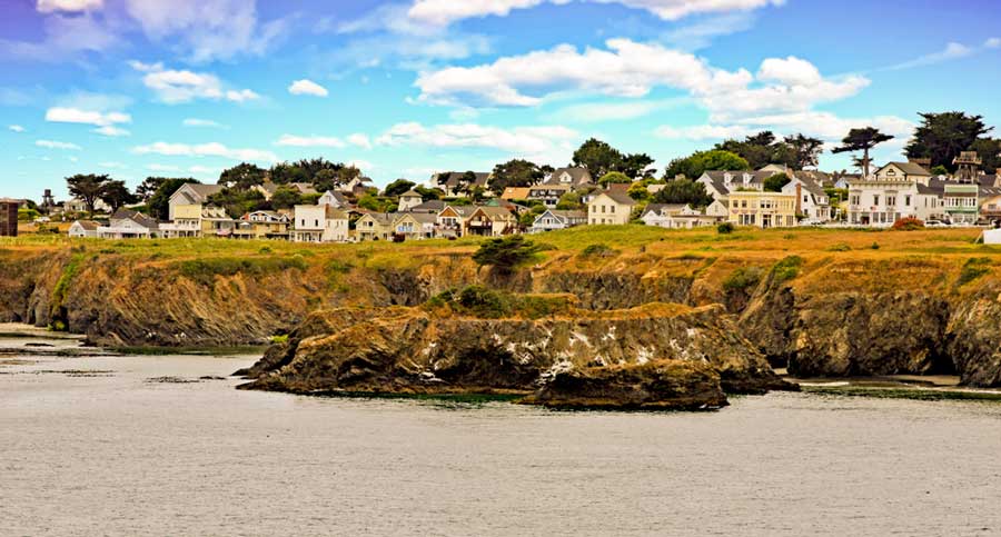 View of houses in the Town of Mendocino