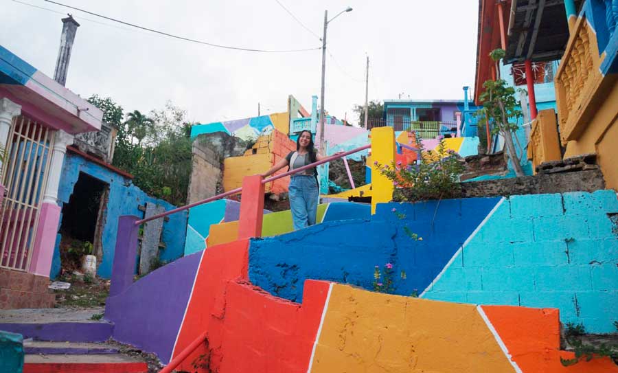 The author visiting the colorful town of Yauco