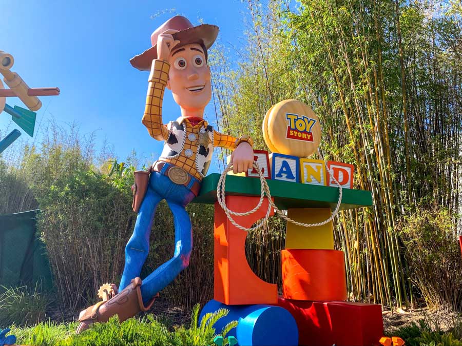 View of Woody from the sign of Toy Story Land Sign