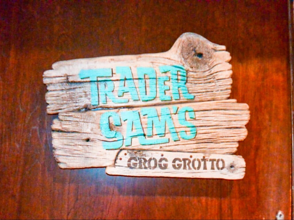 View of the signage of Trader Sam’s Grog Grotto