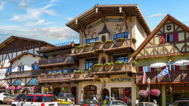 View of The Hotel Europa, with the traditional Bavarian-style buildings