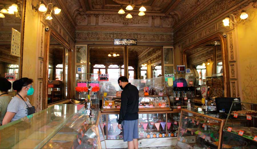 A man inside a sweets shop in Mexico City