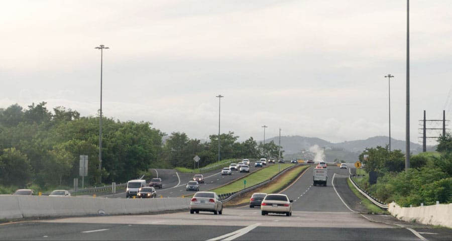 Cars passing through the express way in Puerto Rico