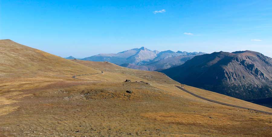 Clear blue sky over the Trail Ridge Road