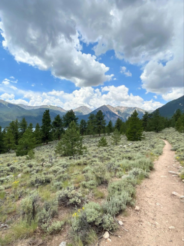 Scenic view of the lake and mountain from the trail