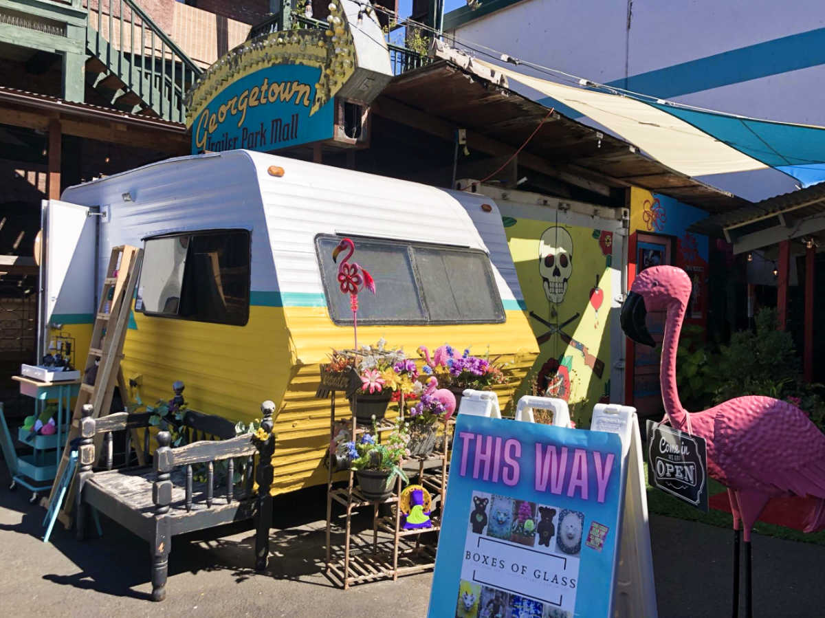 View of the summer displays at the Trailer Park Mall