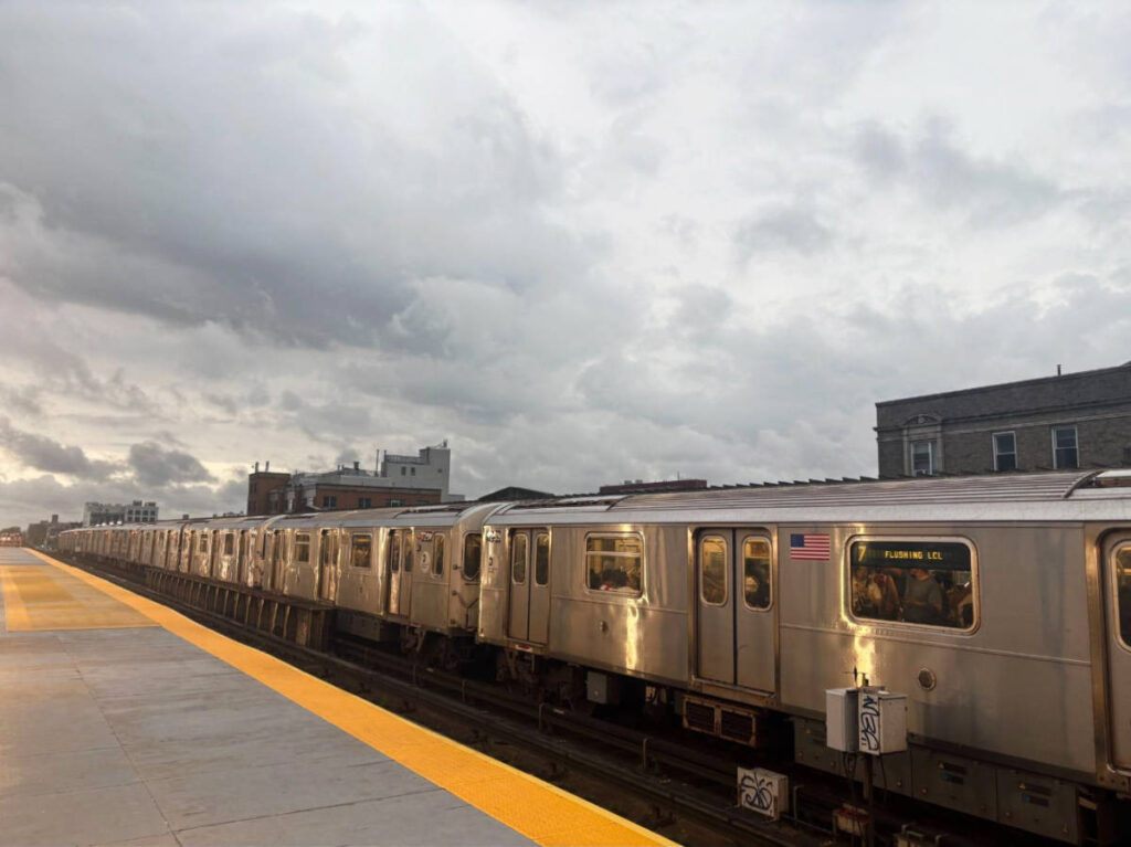 A train at the station in Queens
