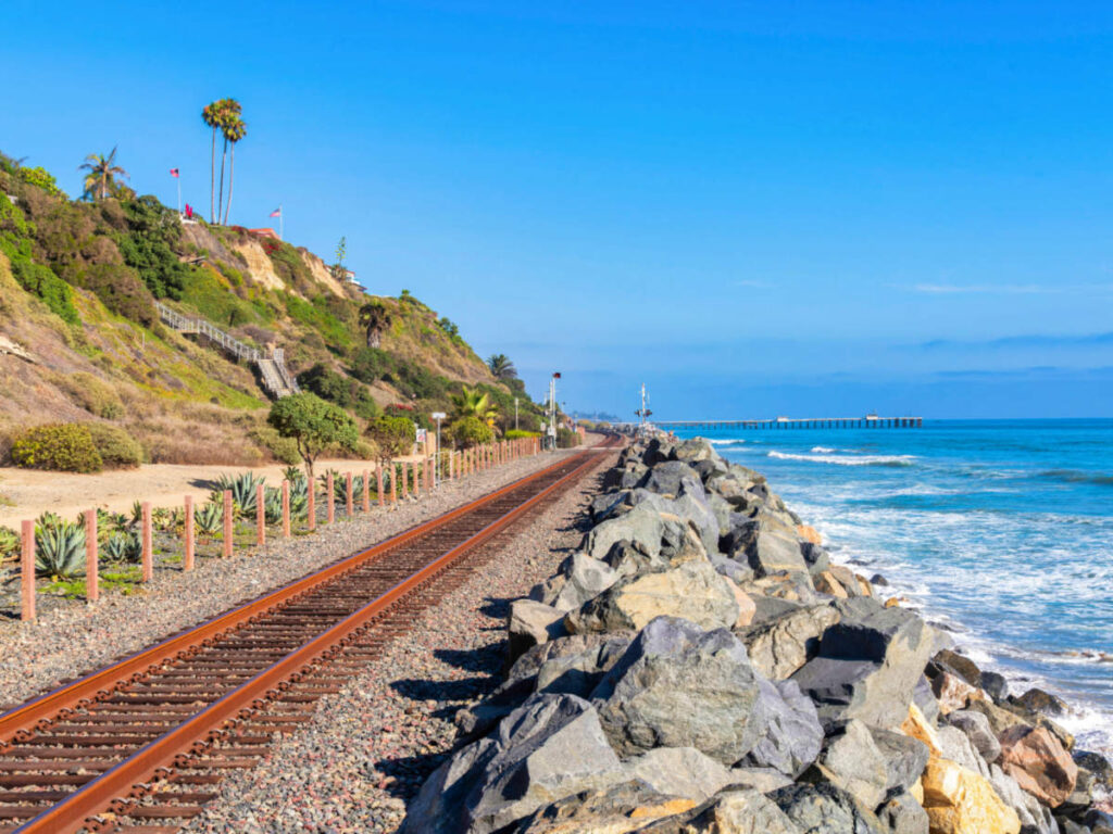 View of the train tracks near the San Clemente Beach
