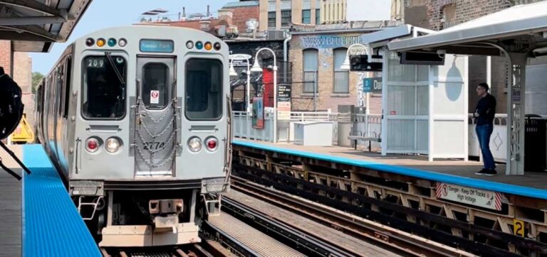 View of a train in Chicago