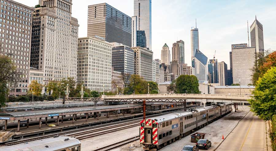 A train in Chicago, Illinois