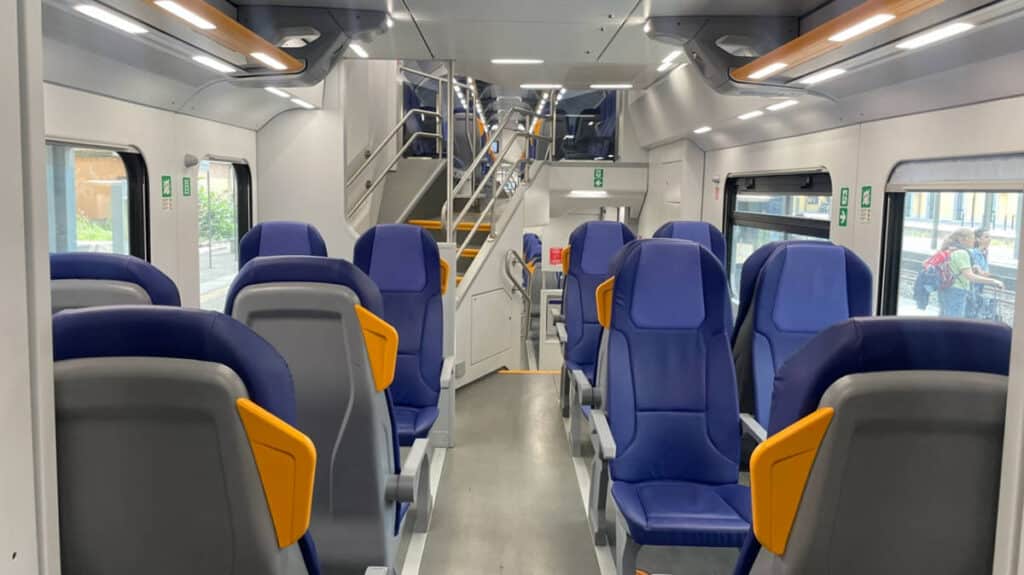 View from the inside of a train going to Parma from Milan