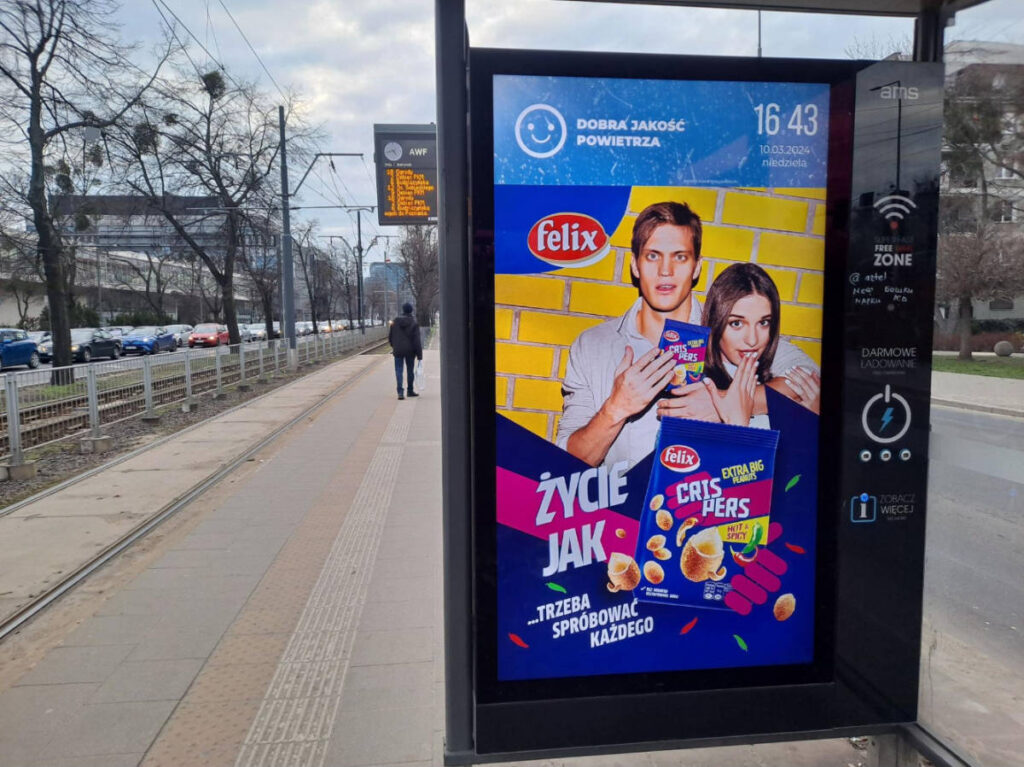 Wi-Fi hub and charging station on a tram stop