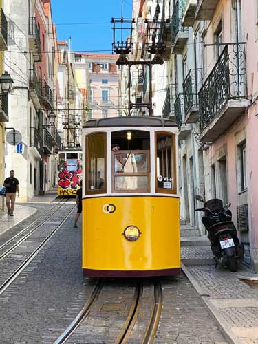View of a tram, use for transportation in Bairro Alto's